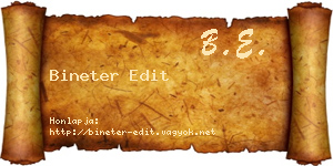 Bineter Edit névjegykártya